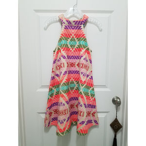 Judith March High Neck Sleeveless A-Line Geometric Pattern Above Knee Sz M